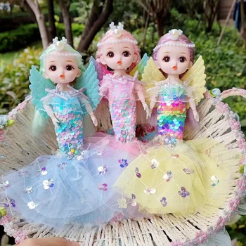 24 см Красивые девушки, куклы-принцессы, игрушки-крылья Ангела, Русалка, куклы-принцессы, игрушки для девочек, детские подарки на День рождения