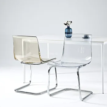 Современные прозрачные обеденные стулья, скандинавские эргономичные минималистичные односпальные стулья, Мебель для ожидания в салоне, Предметы домашнего обихода