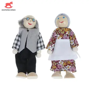 Счастливый кукольный домик Семейные куклы Фигурки одетых персонажей Дети Дети Играют в куклы Подарок детям Набор деревянных игрушек для детей