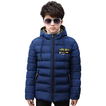 Ветрозащитная толстая хлопчатобумажная куртка для мальчиков, пуховик с капюшоном, зимняя верхняя одежда, водонепроницаемая парка, лыжная куртка на молнии для подростков