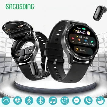 2023 Смарт-часы TWS Bluetooth Наушники 2 в 1, спортивные часы для мониторинга здоровья, водонепроницаемые наушники, музыкальные умные часы для мужчин и женщин.