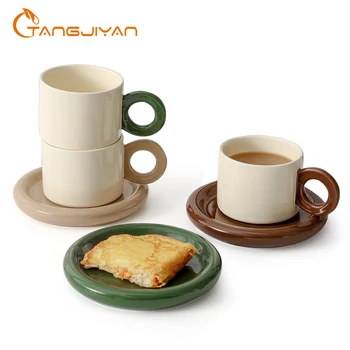 Керамическая чашка высокого качества, яркий свет с блюдцем, чашка для домашнего чая и кофе, подарочная кофейная чашка