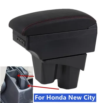 Коробка для подлокотника Honda City, центральный ящик для хранения подлокотника автомобиля Honda New City, Дооснащение салона автомобильными аксессуарами USB