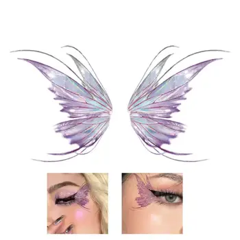 Наклейка для глаз для женщин Крылья Бабочки Феи, блестящая татуировка, украшение для ногтей стразами, акриловые аксессуары для теней для век